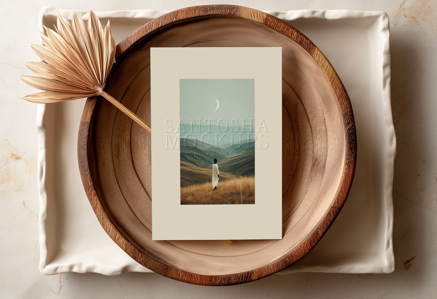 SOHL Collection dual header image featuring Santosha Mockups A4 card with soft shadows and natural styling
