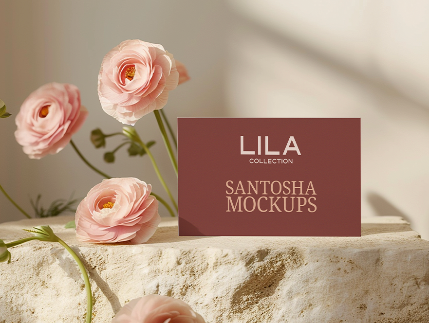 Business Card mockup with dusty rose flowers and calm tones, from the LILA Collection