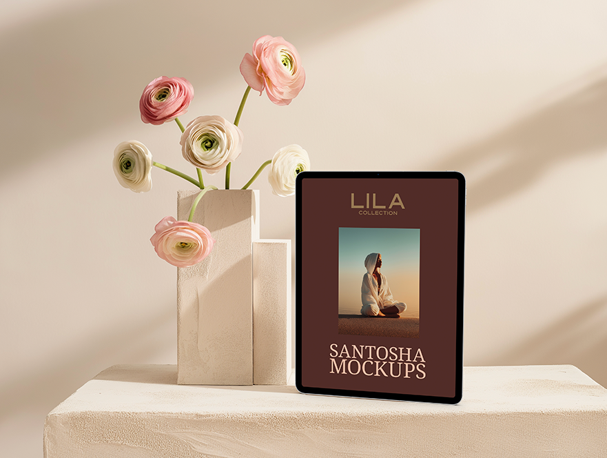 iPad mockup styled in tonal neutral pinks, from the LILA Collection